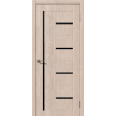 Дверь межкомнатная Дубрава Сибирь Флор АЗАЛИЯ Лиственница кремовая, стекло черное